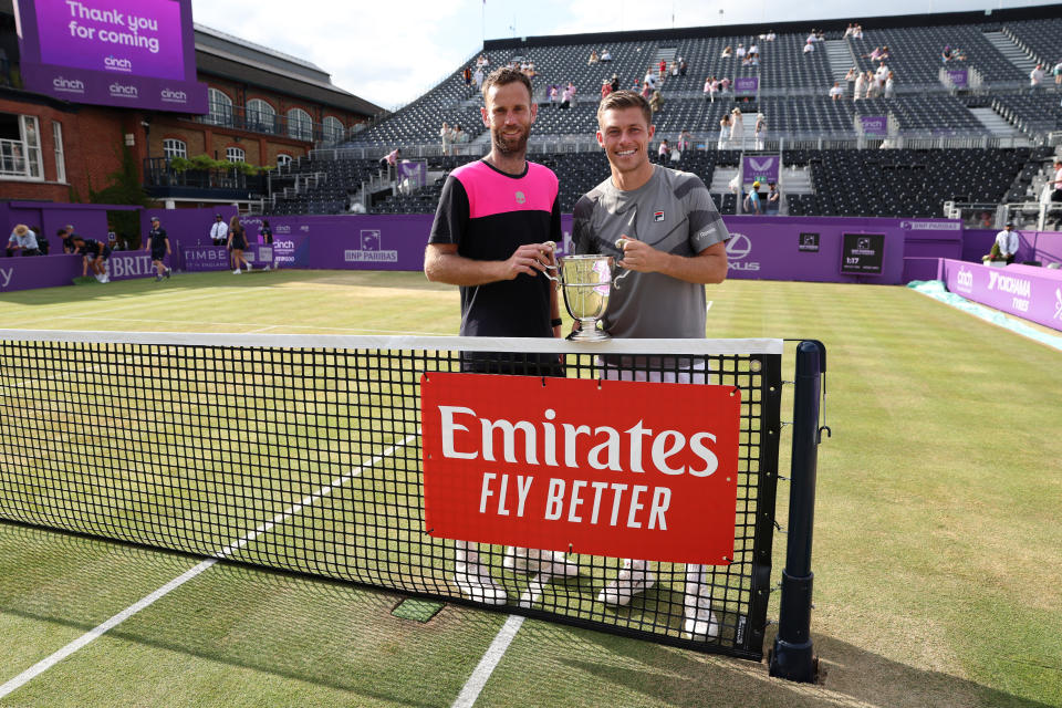 Michael Venus and Neal Skupski after winning the men's doubles title at the LTA's cinch Championships (Mike Hewitt/Getty Images for the LTA)