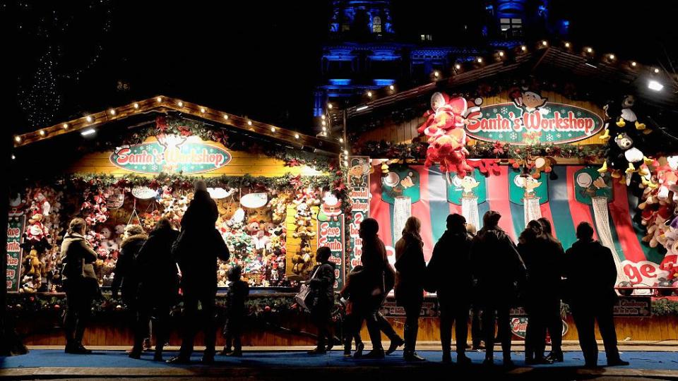 lights on at the edinburgh christmas market