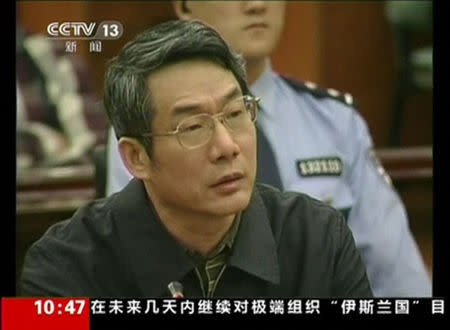 Former deputy head of China's top planning agency, The National Development and Reform Commission, Liu Tienan is seen during his trial at the Intermediate People's Court in Langfang, Hebei province, in this still image taken from video shot on September 24, 2014. REUTERS/CCTV via Reuters TV