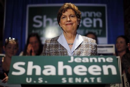 U.S. Senator Jeanne Shaheen (D-NH) speaks at a campaign stop to receive the endorsement of the NARAL Pro-Choice New Hampshire PAC in Manchester, New Hampshire, in this September 29, 2014, file photo. REUTERS/Brian Snyder/Files