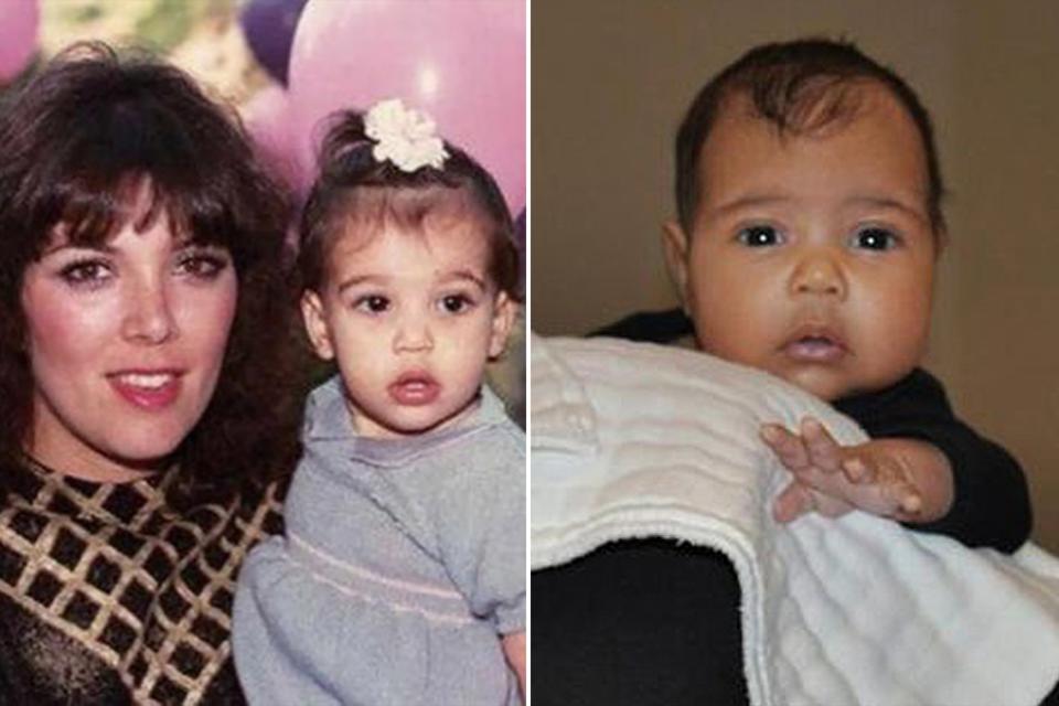 Kim Kardashian West and husband Kanye West's oldest daughter North, 6 next month, has shared her famous mom's full pout and pensive poses since she was a newborn. 