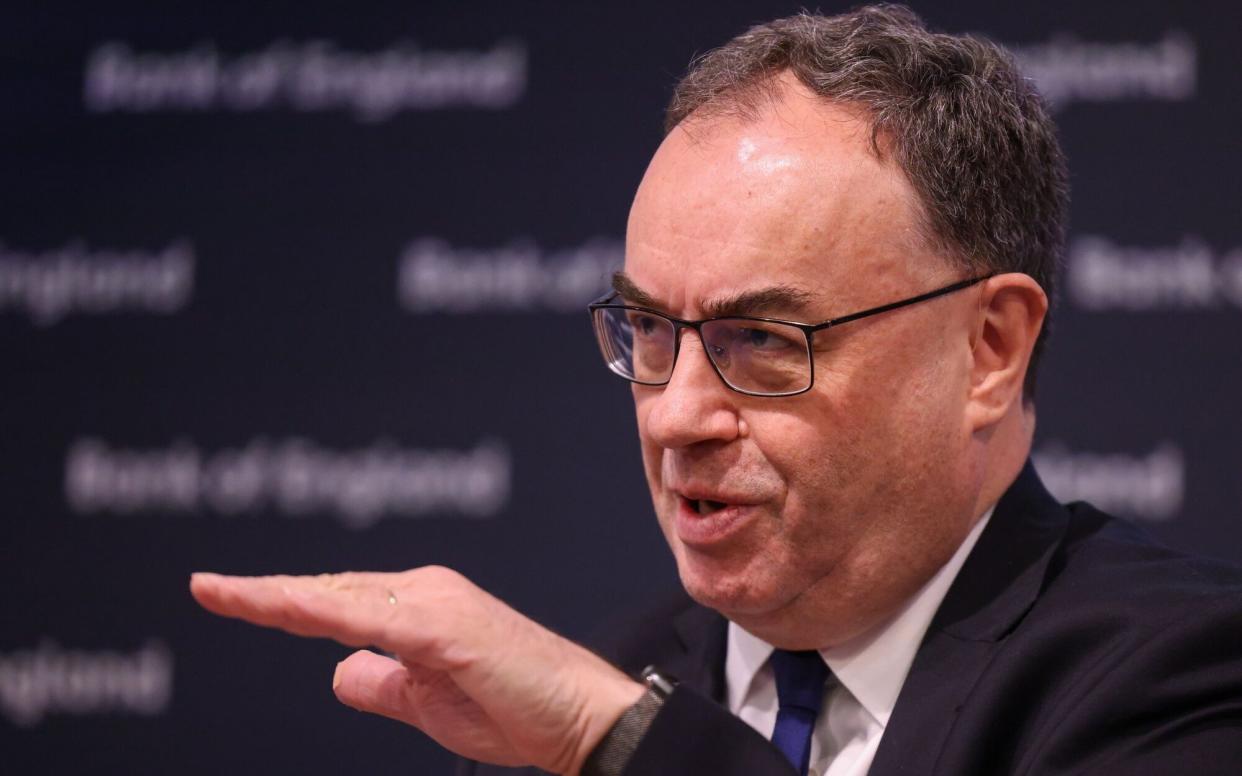 Andrew Bailey, the Governor of the Bank of England, during the Monetary Policy Report news conference in the City of London