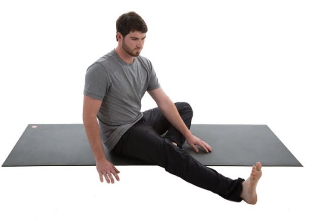 Bent-Knee Straddle Reach and Twist 1