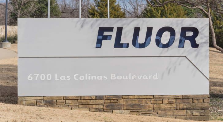 A Fluor (FLR) sign at the main entrance the Fluor headquarters in Irving, Texas.