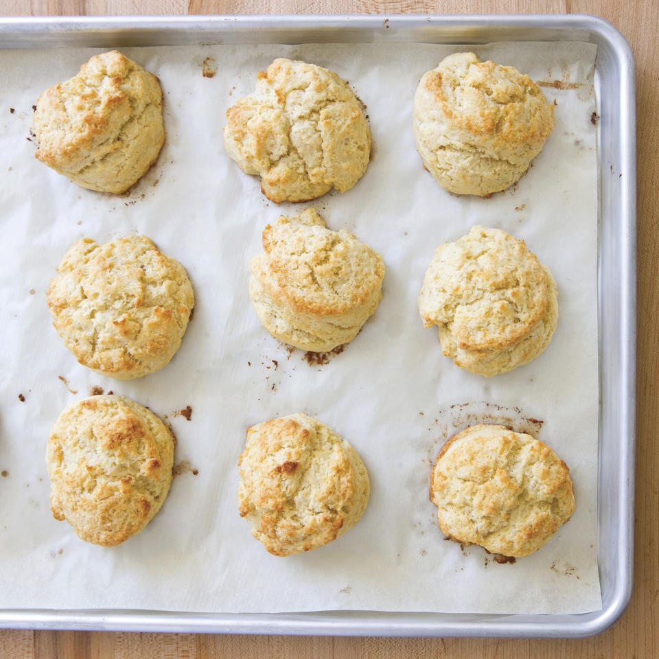 This undated photo provided by America's Test Kitchen in February 2019 shows Buttermilk Drop Biscuits in Brookline, Mass. This recipe appears in “The Complete Cookbook for Young Chefs.” (Joe Keller/America's Test Kitchen via AP)