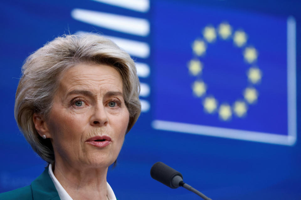 crypto President of the European Commission Ursula von der Leyen speaks at a news conference during European Union leaders' summit in Brussels, Belgium October 21, 2022. REUTERS, Belgium October 21, 2022. REUTERS/Yves Herman