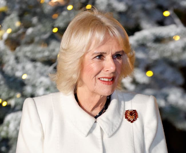 Queen Consort Camilla in a white coat