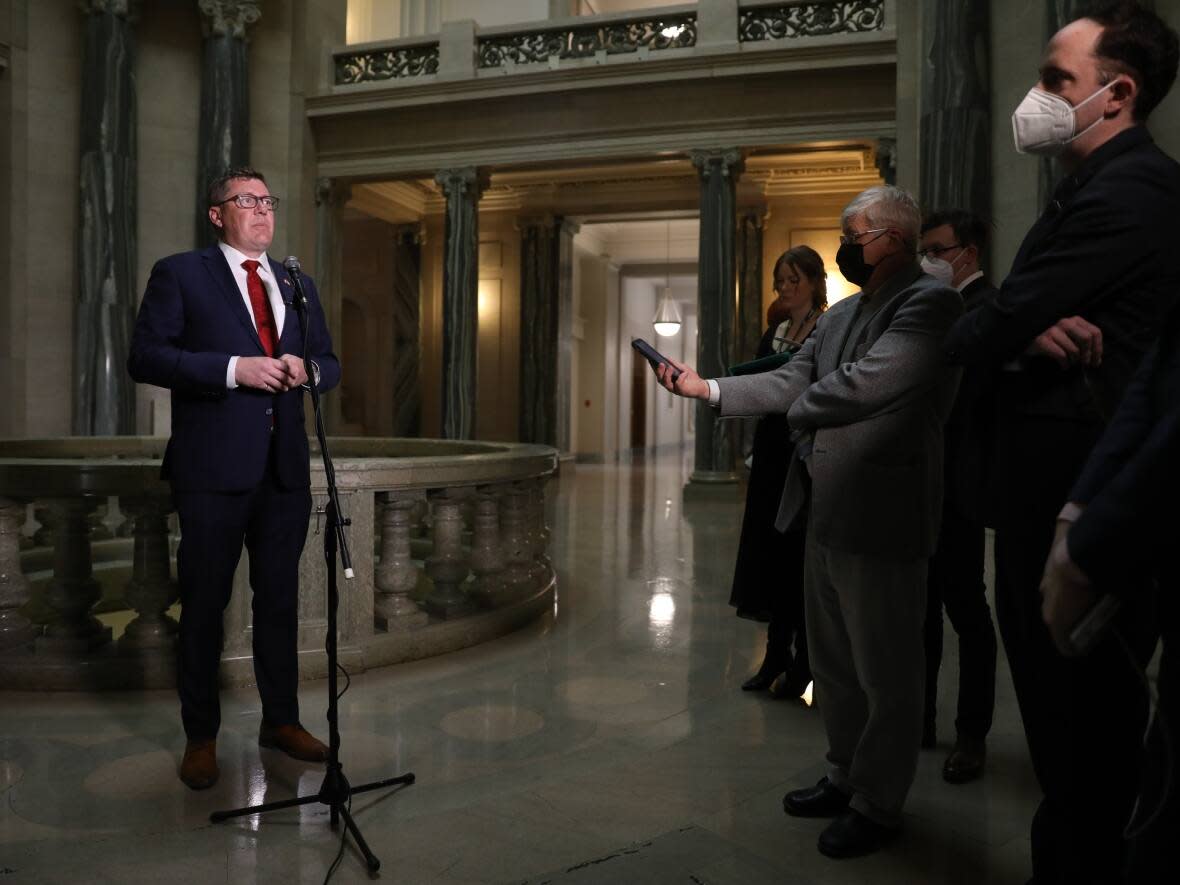 Premier Scott Moe said relief in the form of deficit reduction, the resurgence of a sovereign wealth fund, or a direct payment to Saskatchewan residents is possible should the province see a natural resource revenue surplus. (Matt Duguid/CBC - image credit)