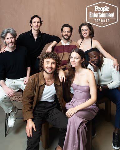 <p>Ben Trivett/Shutterstock</p> Clockwise from left: Jason Reitman, Cory Michael Smith, Dylan O'Brien, Rachel Sennott, Lamorne Morris, Ella Hunt, Gabriel LaBelle (Saturday Night) photographed in the PEOPLE, EW and Shutterstock Toronto International Film Festival 2024 Portrait Studio on September 8, 2024 in Toronto, Ontario, Canada.