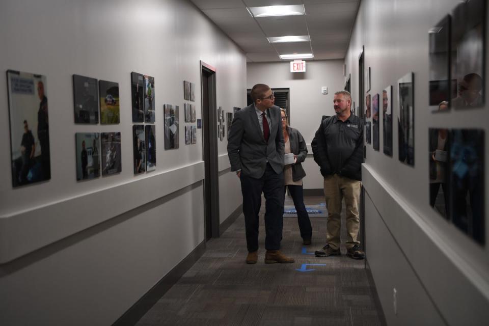 Members of the public tour Hendersonville's new police headquarters Nov. 3, 2021. New capital projects and employee pay are among top concerns under consideration by the Hendersonville City Council as it plans its upcoming budget.