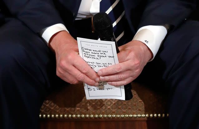 A close up of Trump's notes. Source: AAP