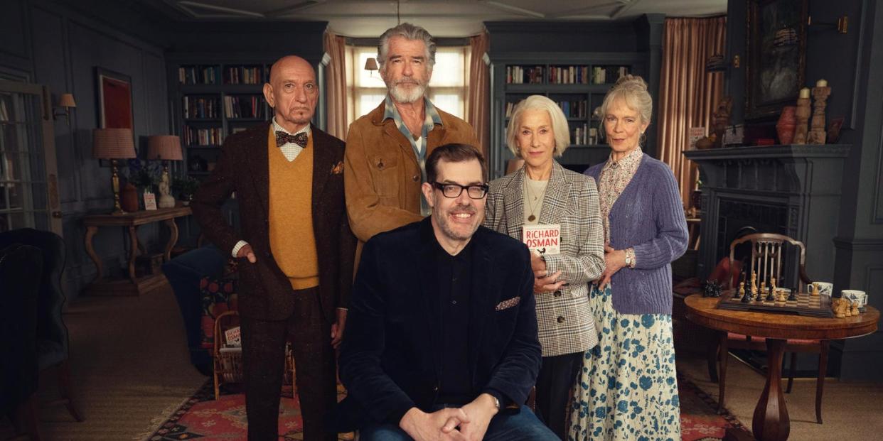 richard osman, helen mirren, pierce brosnan, sir ben kingsley and celia imrie, the thursday murder club