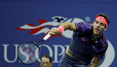 Tennis - US Open - Semifinals - New York, U.S. - September 8, 2017 - Juan Martin del Potro of Argentina in action against Rafael Nadal of Spain. REUTERS/Shannon Stapleton