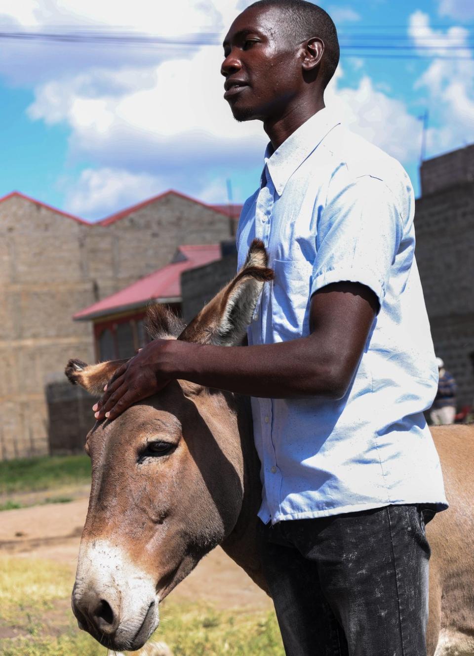 Steve with his new donkey, Joy Lucky