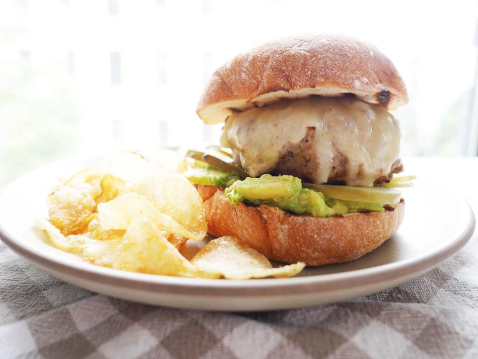 Turkey Burgers with Smashed Avocado and Pickles