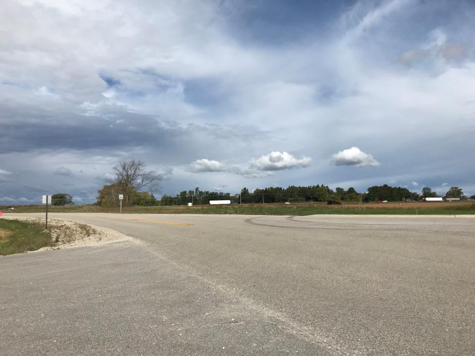 Southbridge Road, in De Pere, is a potential site where the long-discussed South Bridge Connector road would connect with Interstate 41. The traffic in the background is on I-41. The South Bridge Connector would provide a new bridge over the Fox River to ease traffic congestion in De Pere and support economic development in De Pere, Lawrence and Ledgeview.