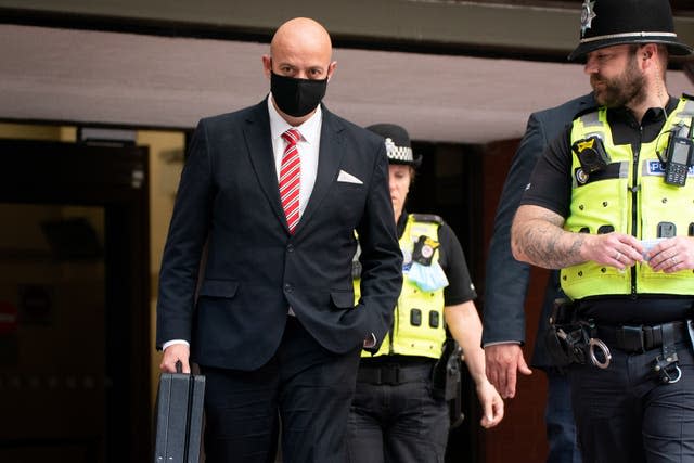 West Mercia Police constable Benjamin Monk leaving Birmingham Crown Court