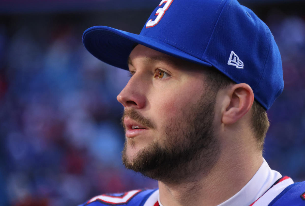 Josh Allen takes batting practice at Rogers Centre