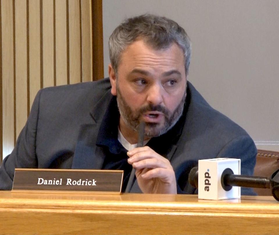 Toms River Mayor Daniel Rodrick speaks during the Township Council meeting Wednesday, February 14, 2024.