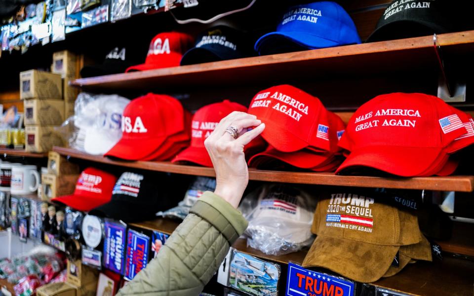 Trump merchandise pictured at a souvenir shop in Manhattan on Friday