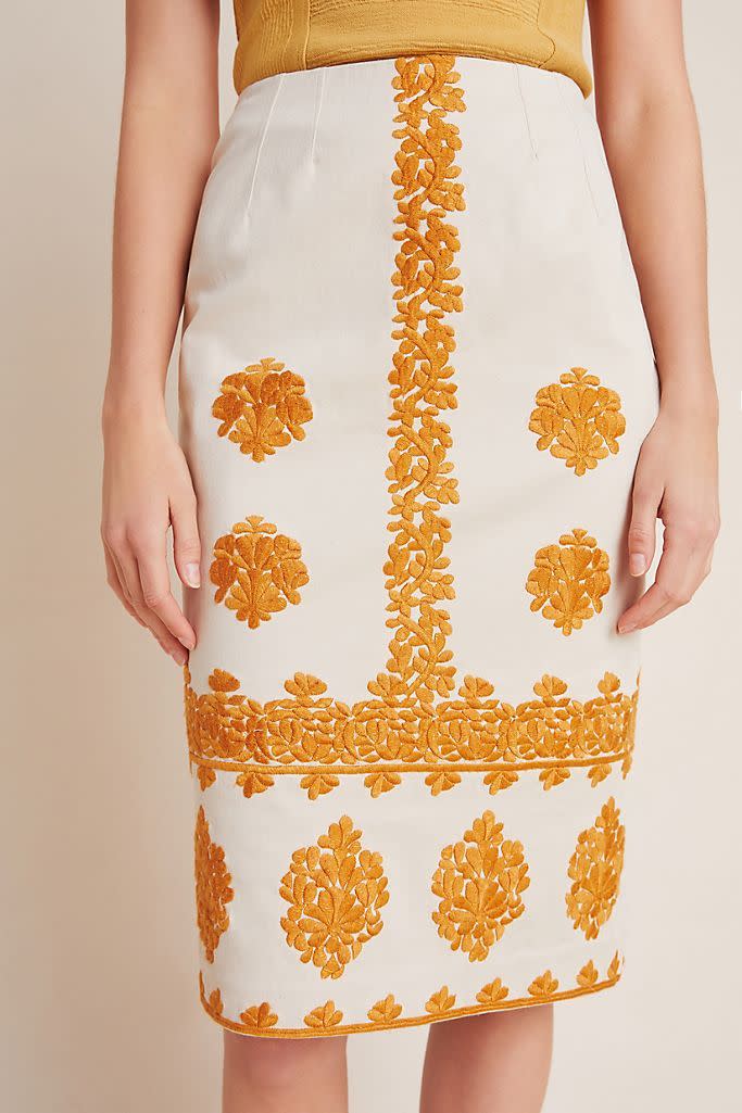 Verona Embroidered Pencil Skirt