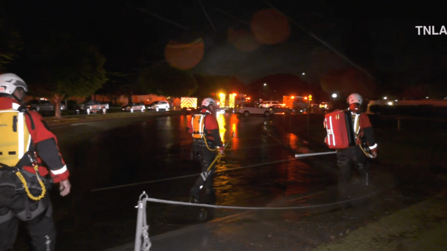 Emergency crews respond to flooding in Port Hueneme.
