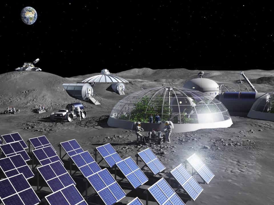 An artist impression of a moon base (ESA/P Carril)