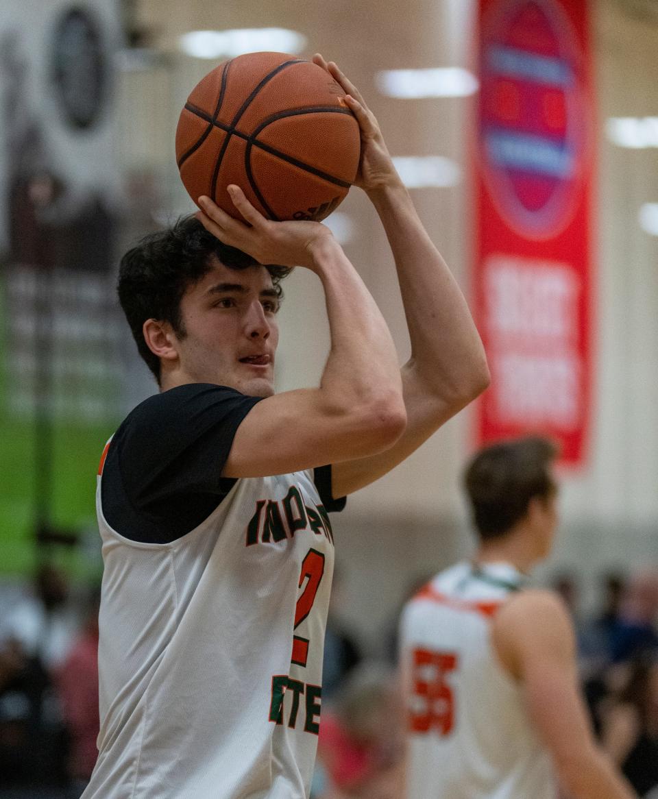 Zionsville High School’s Logan Imes, in action in Westfield, Saturday, May 14, 2022, at the AAU basketball Adidas May Classic.