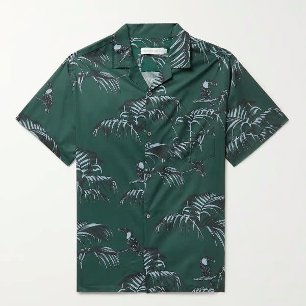 Desmond and Dempsey Cuban Camp-Collar Shirt