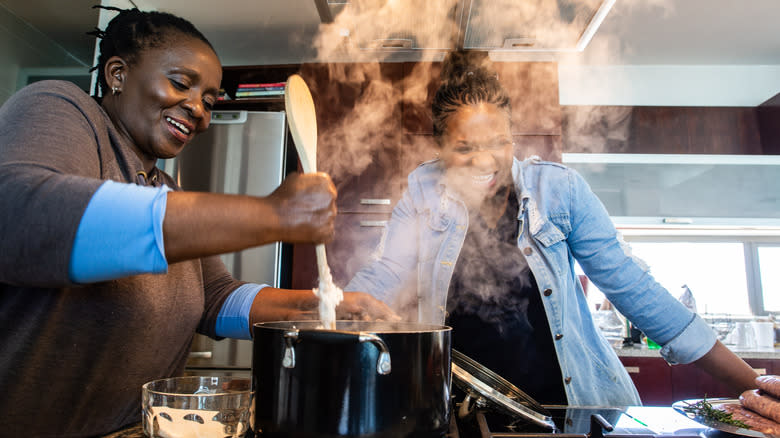 Steaming busy kitchen