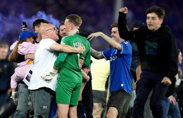 Jordan Pickford celebrates with fans