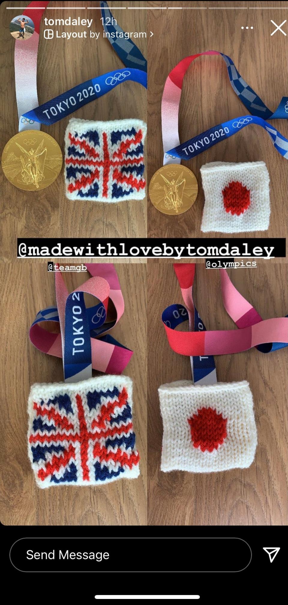 Tom Daley knit a pouch for his Olympic gold medal.