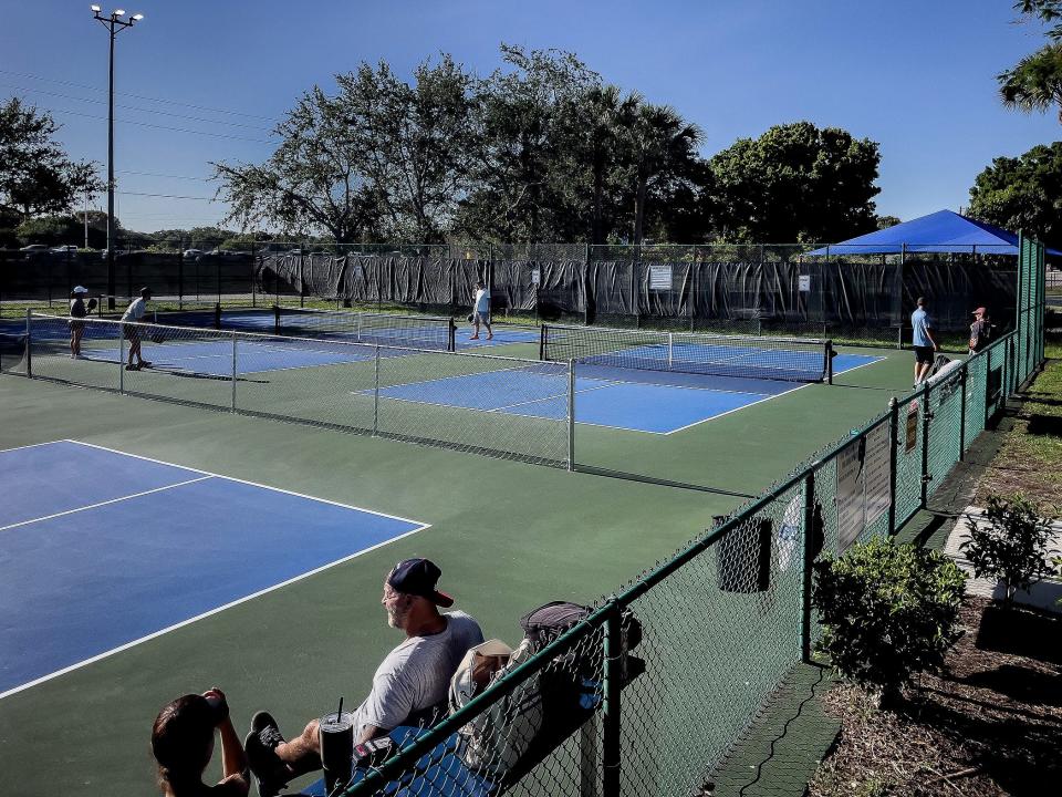 Catherine Strong Splash Park pickleball courts in Delray Beach.