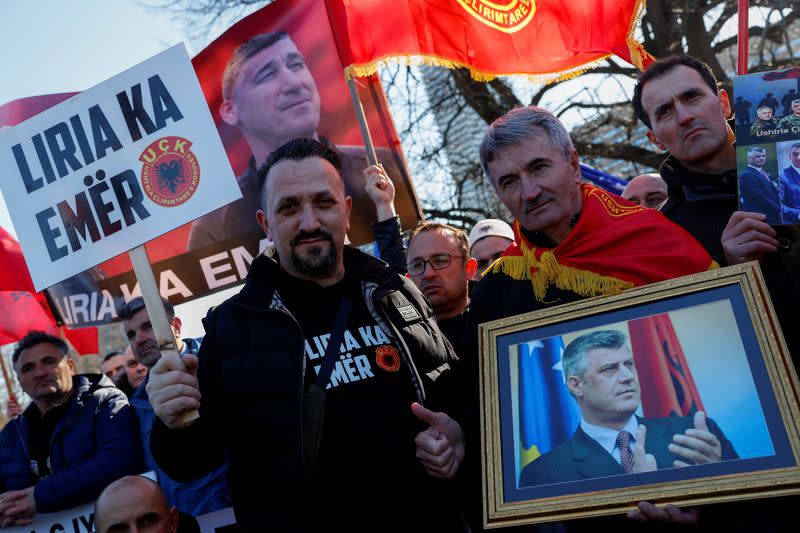 Protest in The Hague as Kosovo's ex-president Thaci goes on trial for war crimes