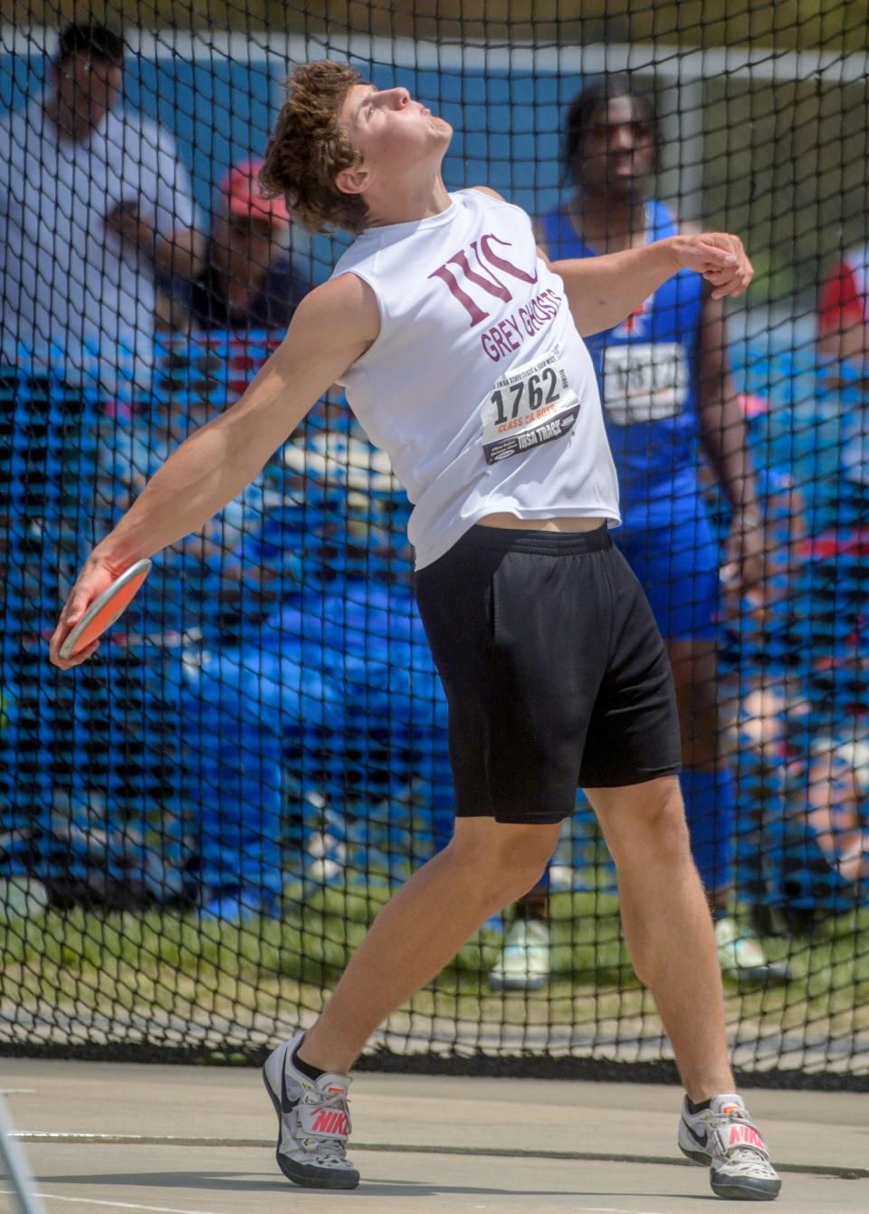 Defending state champ David Russell of Illinois Valley Central throws the discus in Class 2A state competition Saturday, May 27, 2023 at Eastern Illinois University in Charleston. Russell finished second to Caleb Smith of Salem.