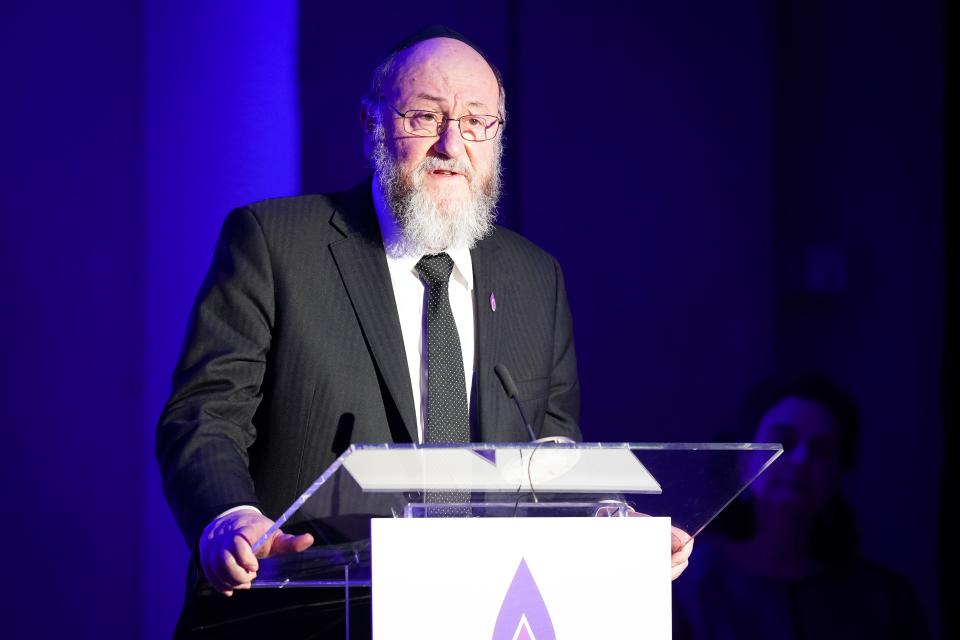 File image of Chief Rabbi Sir Ephraim Mirvis KBE, speaking at a commemorative ceremony at St John’s Smith Square in London ahead of Holocaust Memorial Day. Picture date: Wednesday January 25, 2023. (PA Wire)