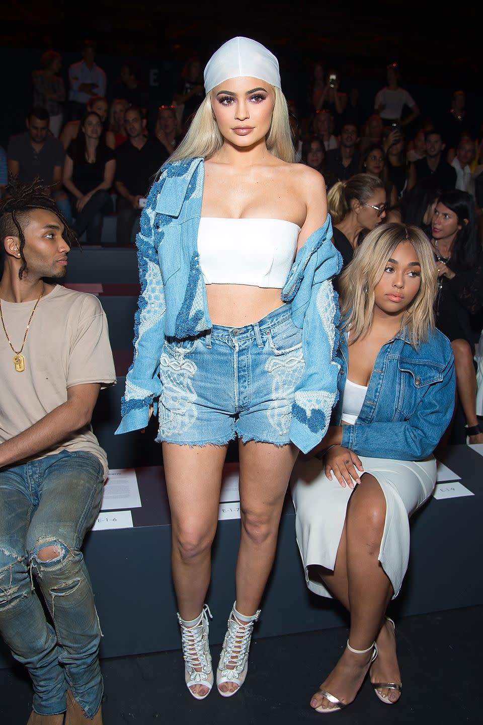 <p>Kylie Jenner attends the Jonathan Simkhai fashion show during September 2016 <span class="redactor-invisible-space"> in this very daring denim look</span></p>