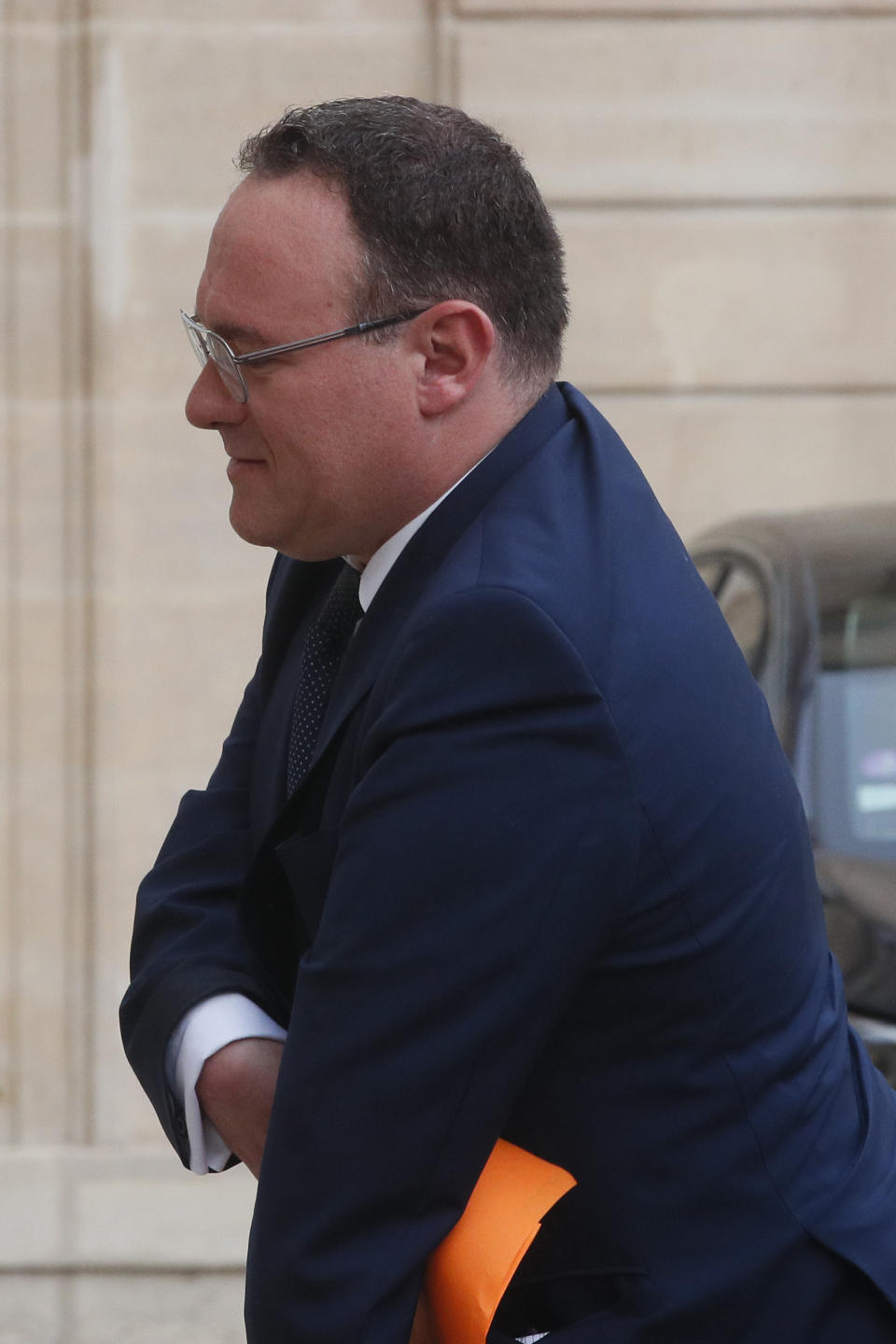 French Minister of Solidarity Damien Abad arrives at the Elysee Palace for the fist cabinet meeting since French President Emmanuel Macron 's reelection, Monday, May 23, 2022 in Paris. French President Emmanuel Macron announced last week a new-look Cabinet, with a new foreign minister part of the reshuffled line-up behind France's first female prime minister in 30 years. (AP Photo/Michel Spingler)