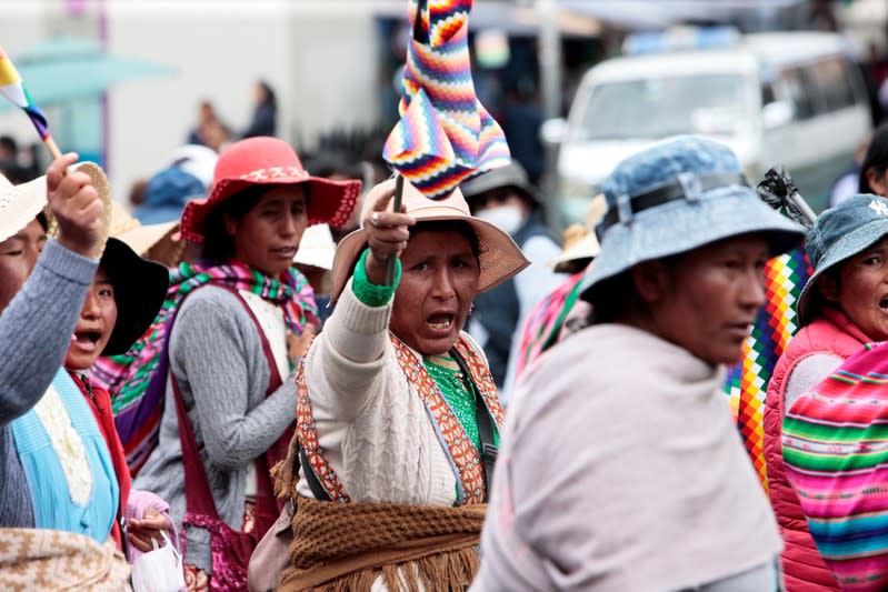 Supporters of ousted Bolivian President Evo Morales march in La Paz