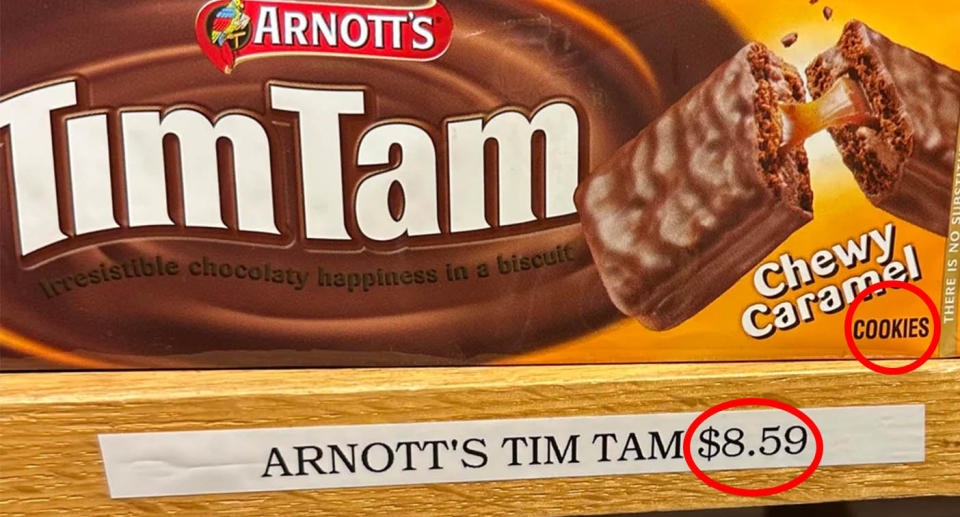 Many Aussies gawked at the price tag, which is in USD. In Australian dollars, it's $13.65, nearly four times the price of Tim Tams at home. Source: Reddit