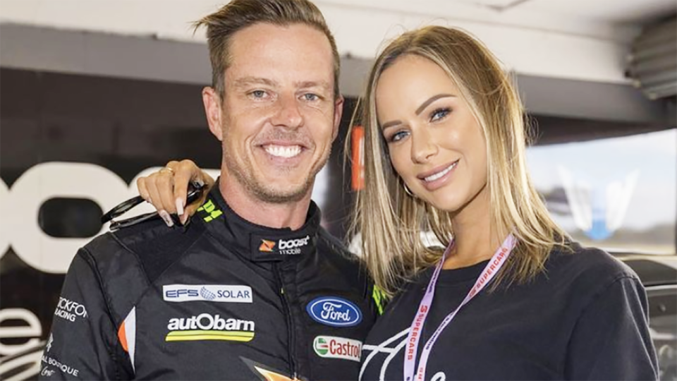 Supercars driver James Courtney is pictured with partner Teagan Woodford.