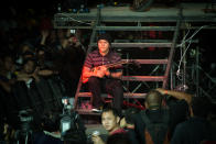 Jerry Basco, Slapshock's guitarist makes a dramatic entrance. Red Horse Muziklaban 2012 (Photo by Niña Sandejas)