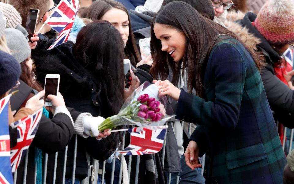 Meghan in her Burberry coat  - Getty Images Europe