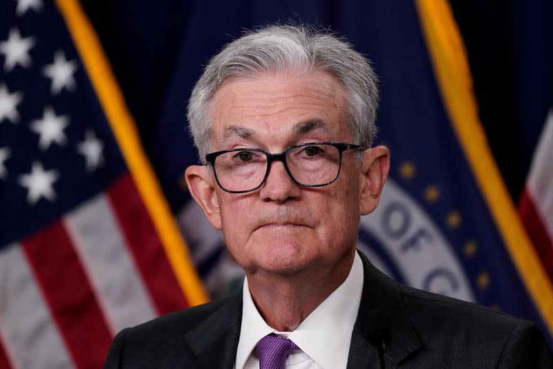FILE PHOTO: Federal Reserve ChairJerome Powell attends a press conference in Washington