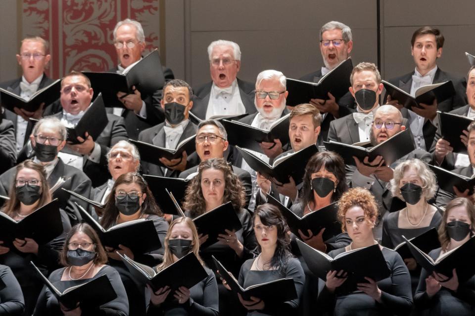 The Columbus Symphony Chorus sings at a past concert.