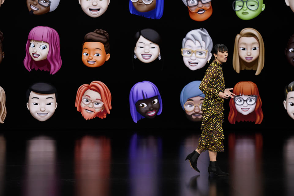 Ann Thai, Apple Senior Product Manager of the App Store, speaks at the Steve Jobs Theater during an event to announce new products Monday, March 25, 2019, in Cupertino, Calif. (AP Photo/Tony Avelar)