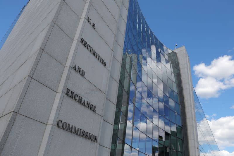 FILE PHOTO: Signage is seen at the headquarters of the U.S. Securities and Exchange Commission (SEC) in Washington, D.C.