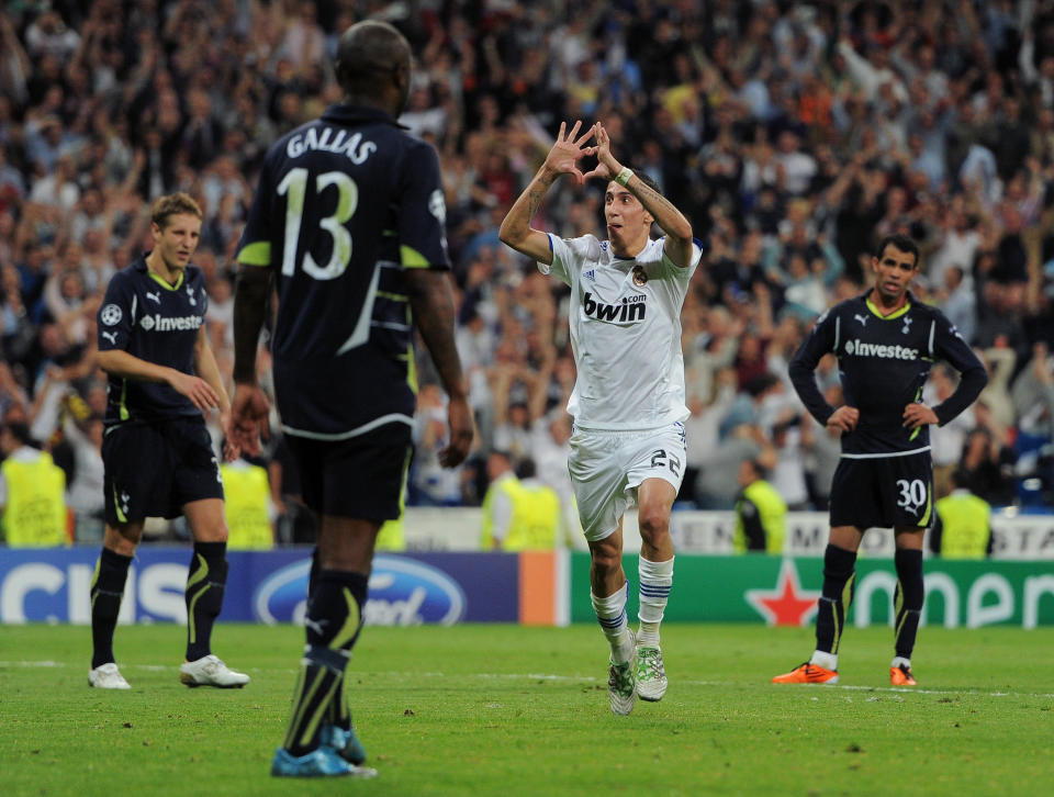 Angel di Maria was in the goals the last time Spurs played at Real Madrid as the home side won 4-0