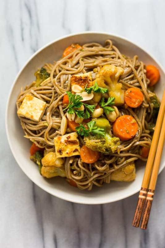 <p>These vegan teriyaki soba noodle bowls are filling, wholesome and delicious. They taste better and are so much healthier for you than any take-out or frozen meal you might be tempted to buy!</p><p><strong>Get the recipe: <a href="https://www.noracooks.com/vegan-teriyaki-noodle-bowls/" rel="nofollow noopener" target="_blank" data-ylk="slk:Vegan Teriyaki Soba Noodle Bowls;elm:context_link;itc:0;sec:content-canvas" class="link "><em>Vegan Teriyaki Soba Noodle Bowls</em></a></strong></p>