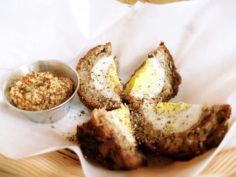Anything deep fried is delicious, and the scotch eggs at Wilfie & Nell come wrapped in sage pork…